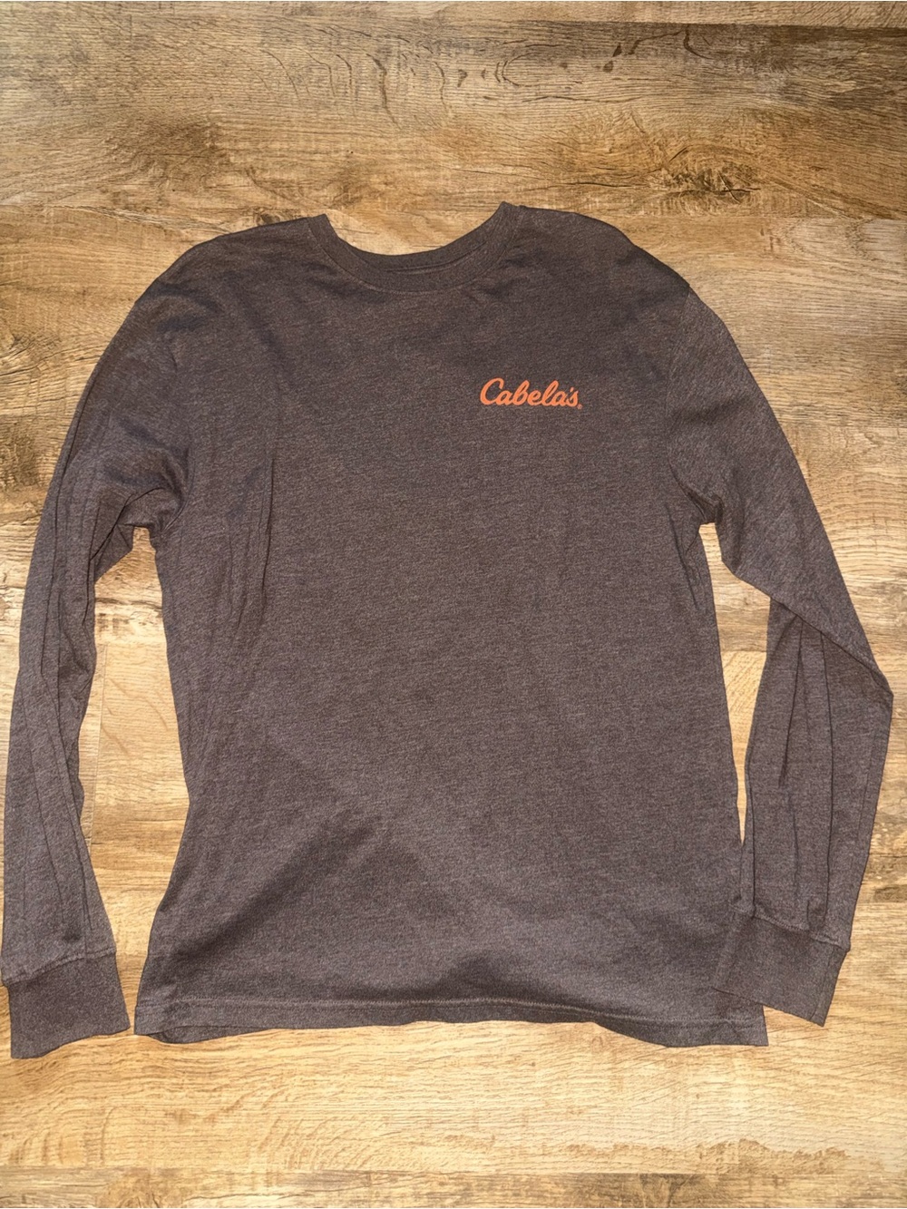Cabela's Men's Long Sleeve Tee in Charcoal with Orange Logo